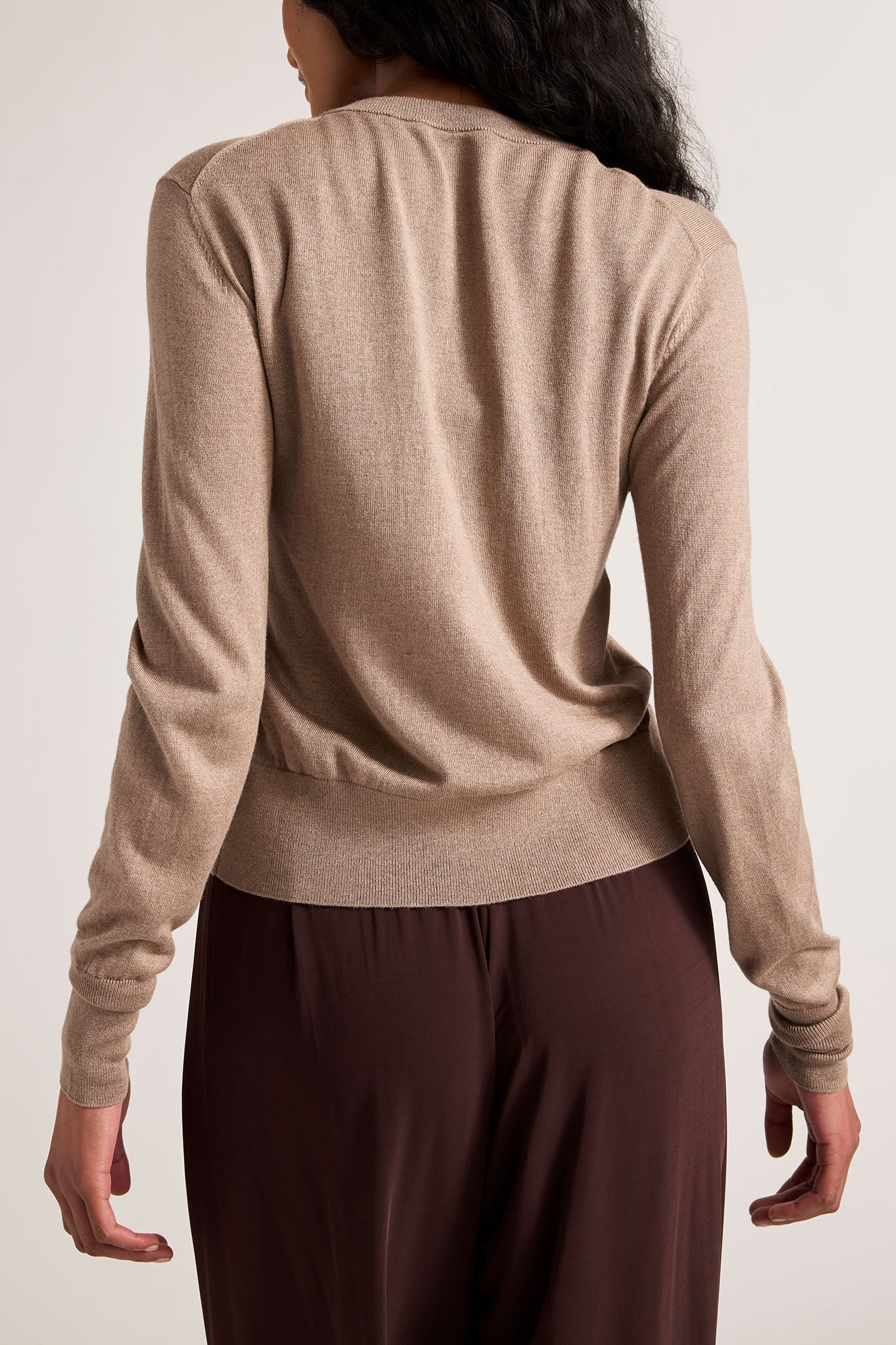 Silk Cashmere Cardi in Mink