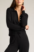 Fino Featherweight Cashmere Polo in Black